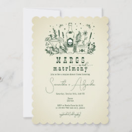 Invitación Margs Matrimony Skull Fiesta Mexicana Ducha Pareja