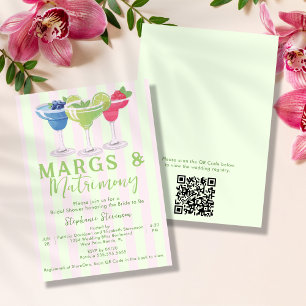 Invitación Margs & Matrimony Stripes QR Código Ducha de novia
