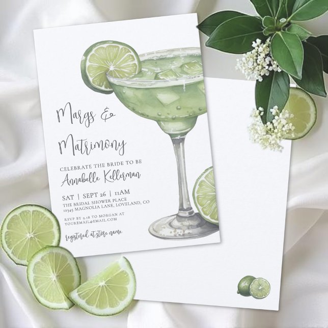 Invitación Margs y Matrimonio Fiesta de Despedida de Soltera  (Margs & Matrimony Margarita Bridal Shower Invitation)
