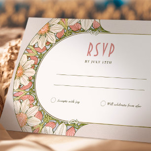 Invitación Marguerite Daisy Dusty Boda RSVP Art Nouveau