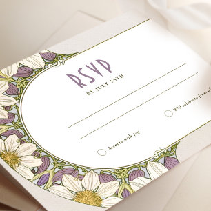 Invitación Marguerite Daisy Lavender Wedding RSVP Art Nouveau