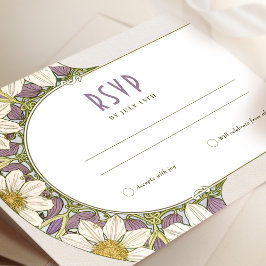 Invitación Marguerite Daisy Lavender Wedding RSVP Art Nouveau