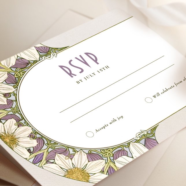 Invitación Marguerite Daisy Lavender Wedding RSVP Art Nouveau (Subido por el creador)