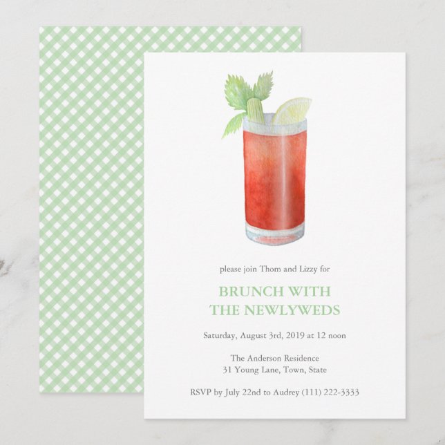 Invitación María Sangrienta recién casada Hangover Brunch pos (Anverso / Reverso)