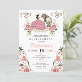Invitación Mariachi Cowgirl Rústica Rosa Quinceañera Occident
