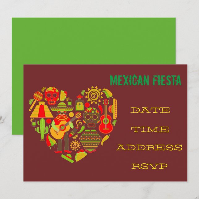 Invitación Mariachi temático mexicano de la fiesta del fiesta (Anverso / Reverso)