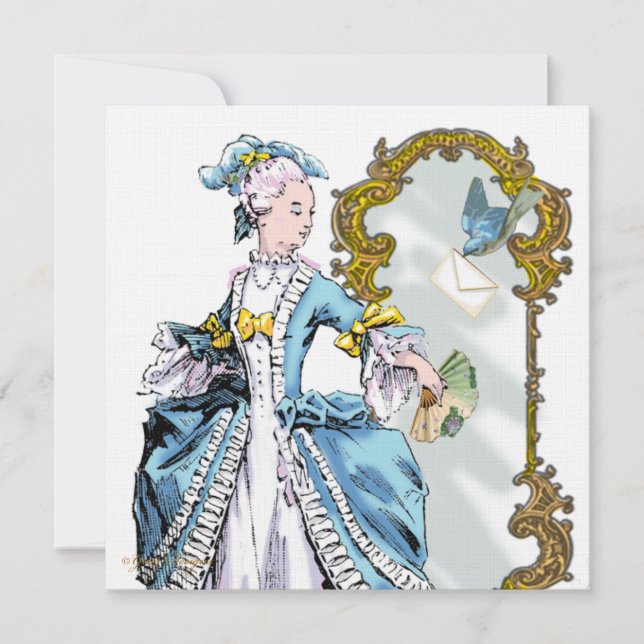 Invitación Marie Antoinette Bluebird & Mirror (Anverso)
