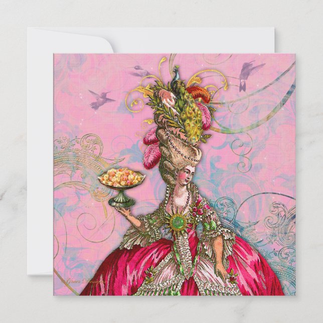 Invitación Marie Antoinette Déjenlos comer pastel (Anverso)