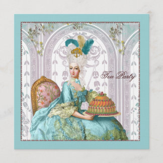 Invitación Marie Antoinette en Aqua con pastel