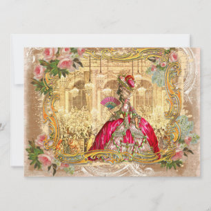 Invitación Marie Antoinette en Versalles en rosa