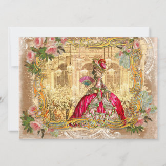 Invitación Marie Antoinette en Versalles en rosa