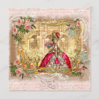 Invitación Marie Antoinette en Versalles en rosa