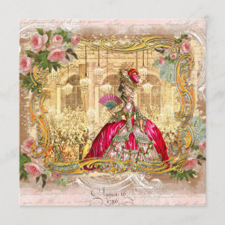 Invitación Marie Antoinette en Versalles en rosa