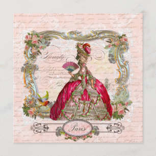 Invitación Marie Antoinette Hot Pink & Paris