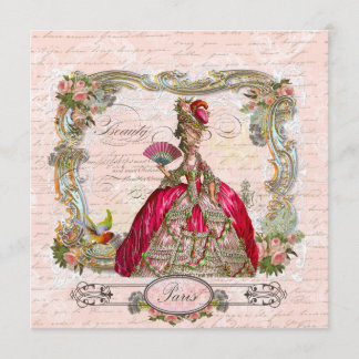 Invitación Marie Antoinette Hot Pink & Paris
