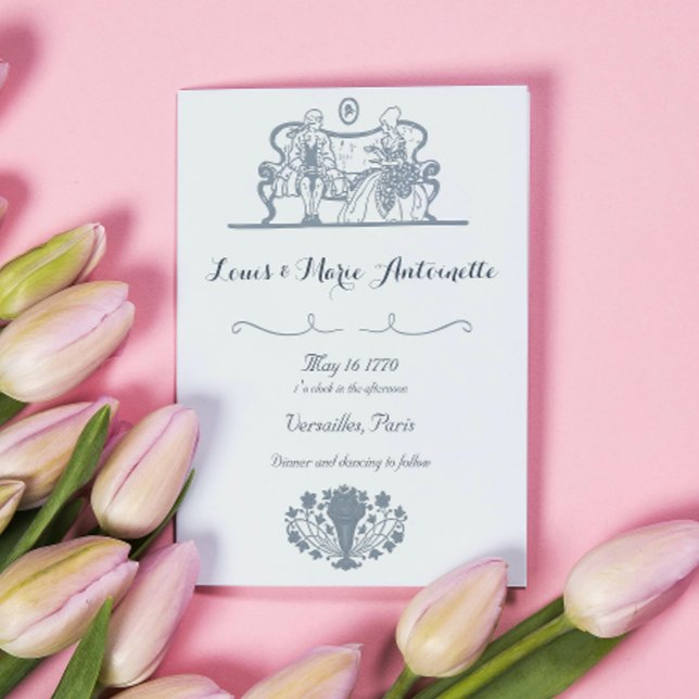 Invitación Marie Antoinette Rococo Dusty Blue Boda (Subido por el creador)
