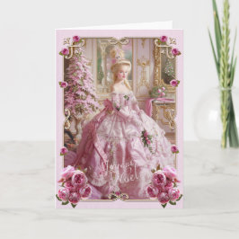 Invitación Marie Antoinette Versailles Pink Christmas Card 