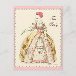 Invitación Marie Antoinette White Poodle con ventilador