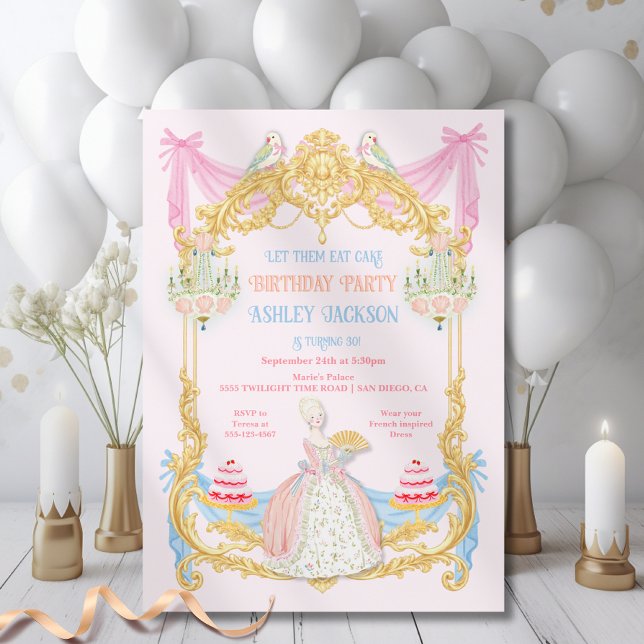 Invitación Marie Antoniette Que coman pastel Fiesta de cumple (Subido por el creador)