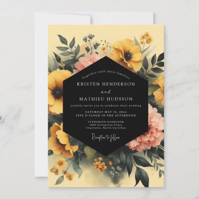 Invitación Marigold Charcoal Moody Wedding (Anverso)