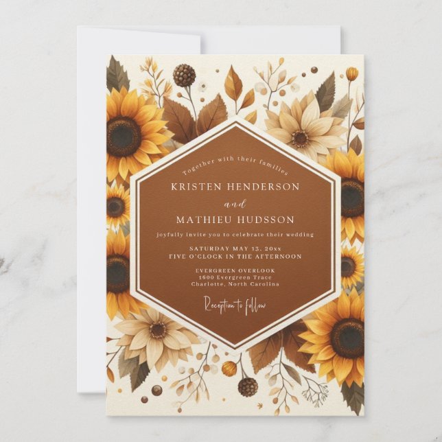 Invitación Marigold Harvest Bloom Wedding (Anverso)