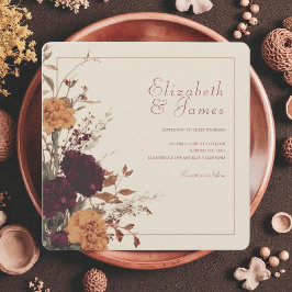 Invitación Marigold Rustic Boho Autumn Boda Floral