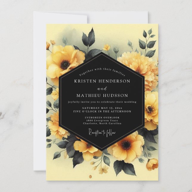 Invitación Marigold Slate Moody Wedding (Anverso)