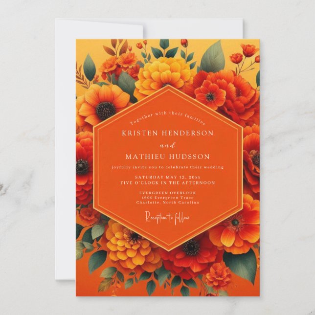 Invitación Marigold Vibrant Harvest Wedding (Anverso)