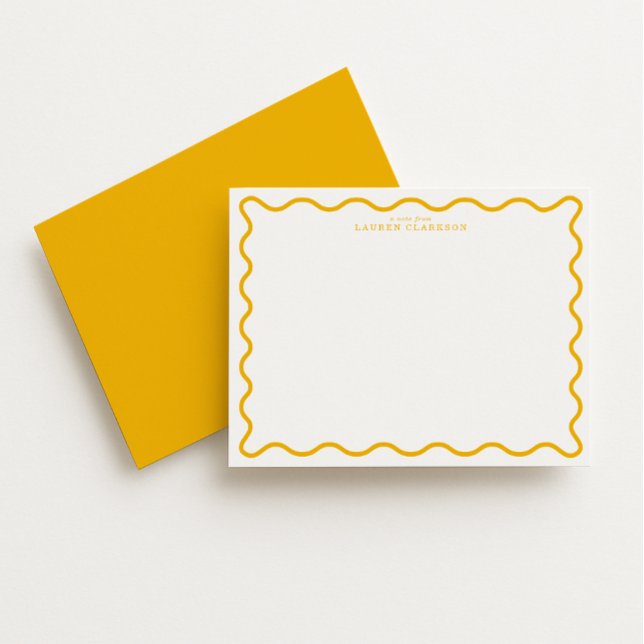 Invitación Marigold Yellow Modern Wavy Border Note Card (Subido por el creador)