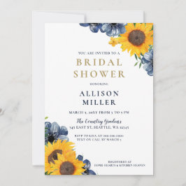 Invitación Marina acuarela Rústica girasol Ducha nupcial