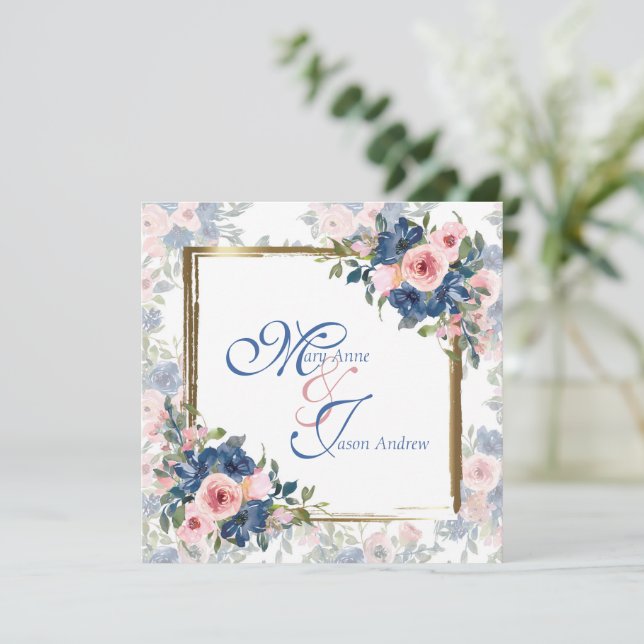 Invitación Marina acuarela y Boda Rubor (Anverso de pie)