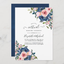 Invitación Marina acuarela y Boda virtual floral de Rubor