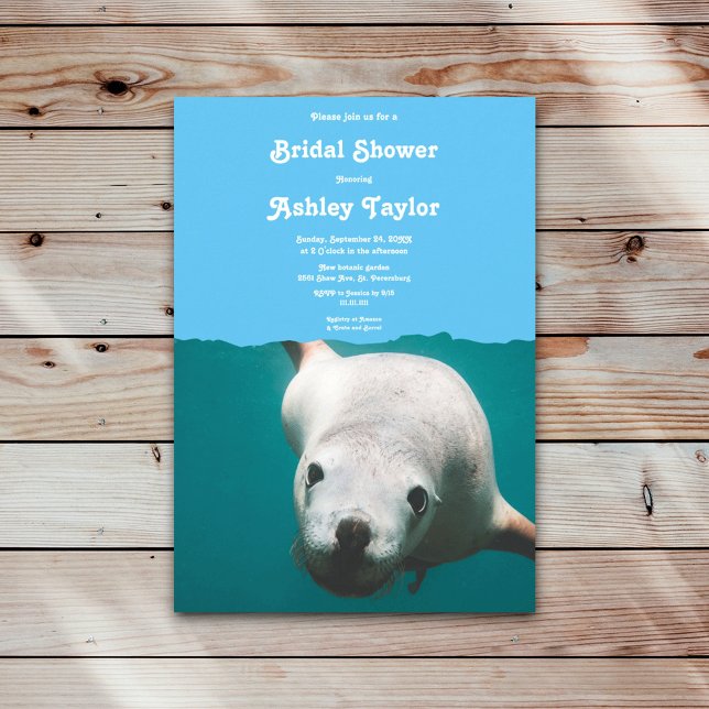 Invitación Marina Blue Underwater Sea Lion Ocean Bridal Showe (Subido por el creador)