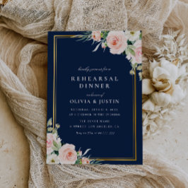 Invitación marina de marco dorado y cena ruidosa de ensayo fl