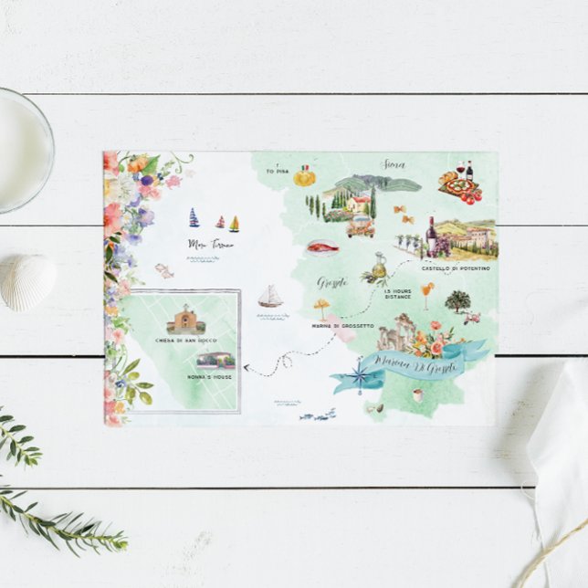 Invitación Marina di Grossetto | Mapa de bodas de destino (Subido por el creador)