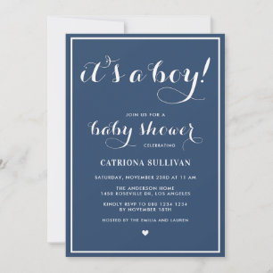 Invitación Marina Es un Niño Guión Náutico Baby Shower