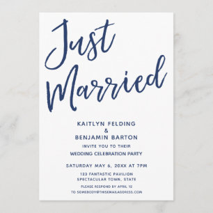 Invitación Marina Recién Casados Casual Moderna Solo Recepció