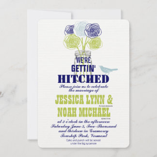 Invitación Marina, Rosa romántico azul limón Mason Jar