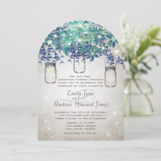 Invitación Marina Rustica de Lujo y Turquesa Mason Jar