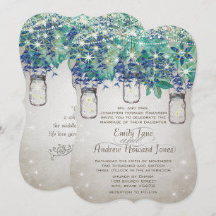 Invitación Marina Rustica de Lujo y Turquesa Mason Jar