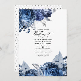 Invitación Marina y blanco con Boda de Relieve metalizado pla