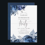Invitación Marina y Blanco con Relieve metalizado plateado 30<br><div class="desc">Flores marinas y blancas: 30 invitaciones para fiestas de cumpleaños con acentos de Relieve metalizado plateado diseñados para ser rápida y fácilmente adaptados a tus especificaciones del evento.</div>