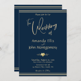 Invitación Marina y Boda Elegante de Oro