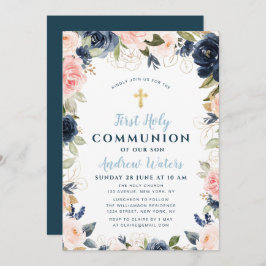 Invitación marina y floral primer comunión santa