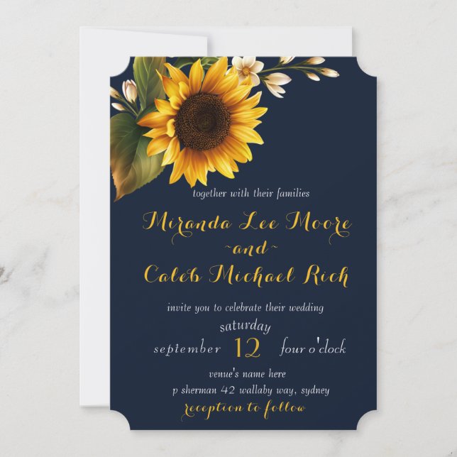 Invitación Marina y girasol (Anverso)
