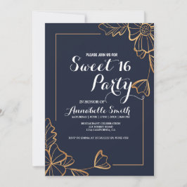 Invitación Marina y golden floral dulce 16