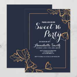 Invitación Marina y golden floral dulce 16