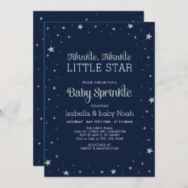 Invitación Marina y plata | Twinkle Little Star Baby Shower