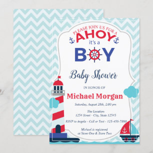Invitación Marinero, ¡Ahóy! Es una ducha de bebé para un NIÑO