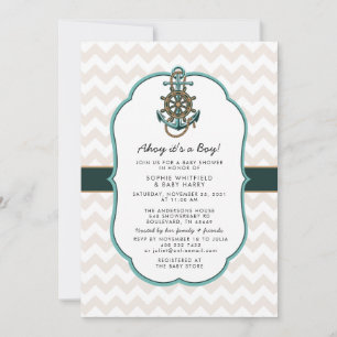 Invitación Marinero Náutico Ahoy es un Niño Shower de Bebé